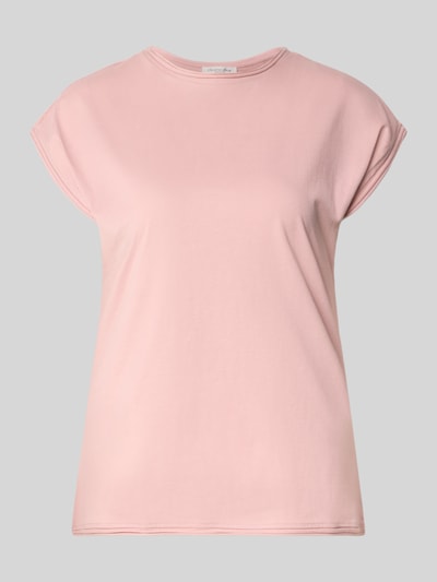 Produktfoto, T-Shirt mit Rundhalsausschnitt und Rollsaum von Christian Berg Woman in zartem Rosa, Reine Baumwolle, Regular-Fit, Rückenlänge 57 cm bei Größe S