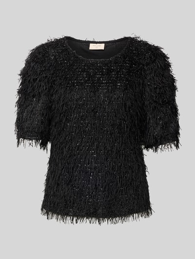 FREE/QUENT Pullover mit Fransen und Rundhalsausschnitt Modell 'MARLIN' Black 2