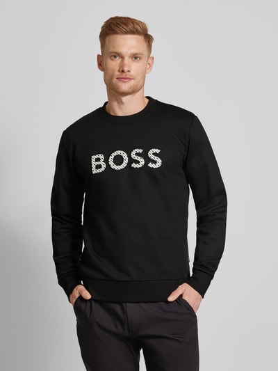 BOSS Sweatshirt mit Label-Stitching Modell 'Soleri' Black 4