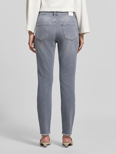 Marc Cain High Waist Slim Fit Jeans mit Label-Patch Hellgrau 5