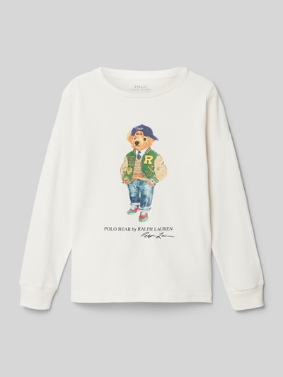 Polo Ralph Lauren Kids Bluzka z długim rękawem i nadrukiem z motywem i logo Złamany biały 1