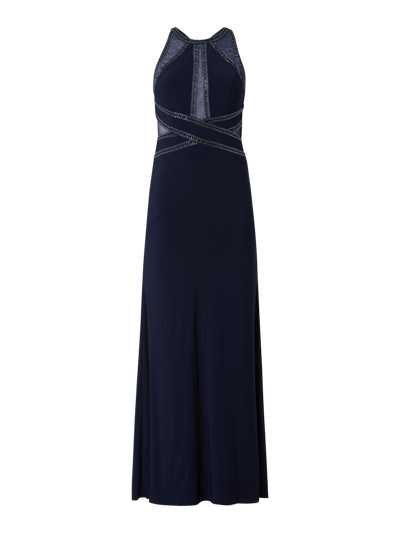 Luxuar Abendkleid mit Ziersteinbesatz,  Marine 2