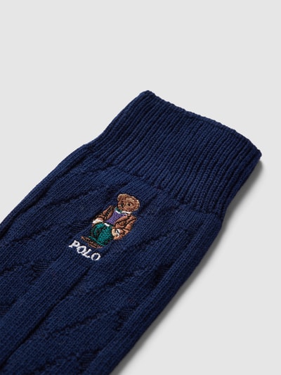 Polo Ralph Lauren Underwear Socken mit Zopfmuster und Motiv-Stitching Dunkelblau 2