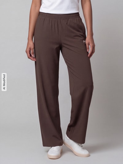 Under Armour Wide Leg Sweathose mit Logo-Print Dunkelbraun 4
