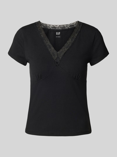 GAP T-shirt z dekoltem w serek Czarny 2