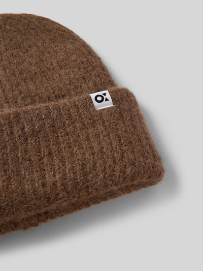 OPUS Czapka beanie z detalem z logo model ‘Afello’ Średniobrązowy 2