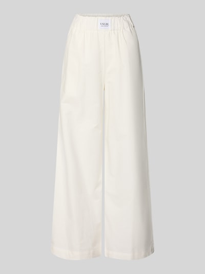 Produktfoto, Wide Leg Stoffhose aus Baumwoll-Mix Modell 'ALBA' von VILLA SOPHIE in Creme, unifarben, elastischer Bund, seitliche Eingrifftaschen