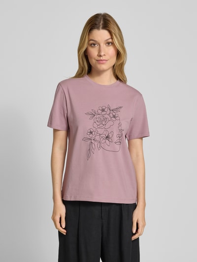 Vila T-shirt met motiefprint, model 'NORA' Rosé - 4
