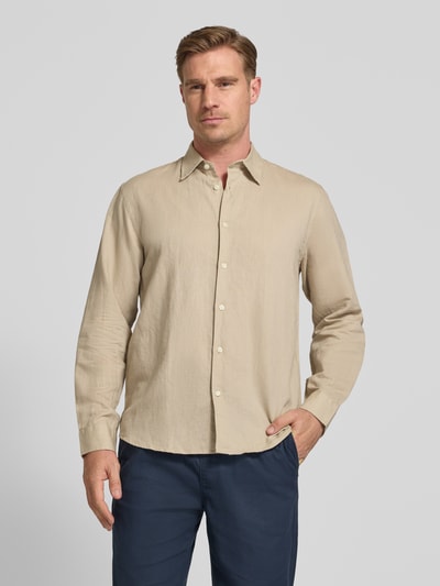 Selected Homme Regular Fit Freizeithemd aus Leinen-Baumwoll-Mix Modell 'CLAY LINENBLEND' Sand 4