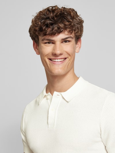 Blend Regular fit poloshirt met ribboorden, model 'AIDEN' Wit - 3