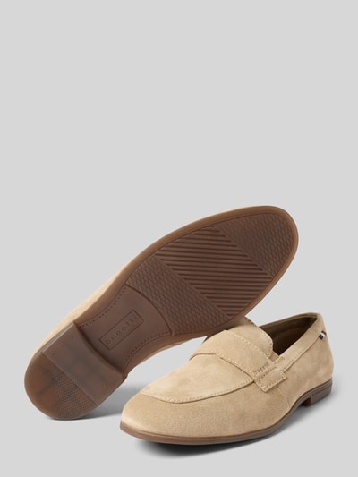 bugatti Loafers van leer met labeldetail, model 'Tryst' Beige - 4