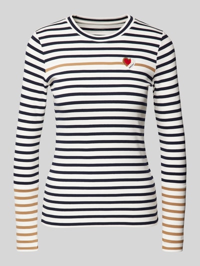 Marc Cain Longsleeve aus Viskose mit Label-Patch Marine 2