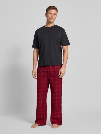 Tommy Hilfiger Loose fit pyjamabroek van katoenmix Bordeaux - 1