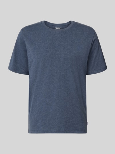Produktfoto, Regular Fit T-Shirt aus Baumwoll-Mix Modell 'Organic' von JACK & JONES, meliertes Blau, Rundhalsausschnitt, strukturierte Textur