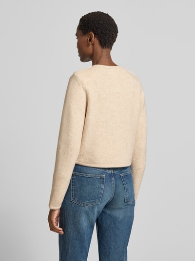 Oui Gebreid jack met ronde hals en knoopsluiting Offwhite gemêleerd - 5