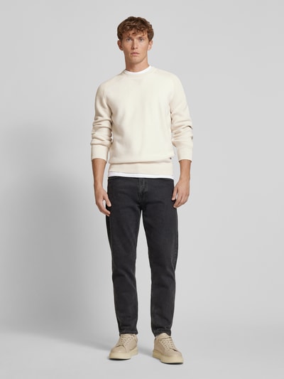 BOSS Gebreide pullover met ronde hals, model 'Ematero' Offwhite - 1