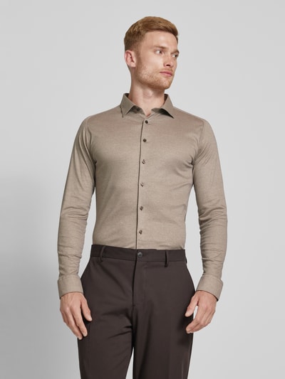 Desoto Slim fit zakelijk overhemd met kentkraag Zand - 4