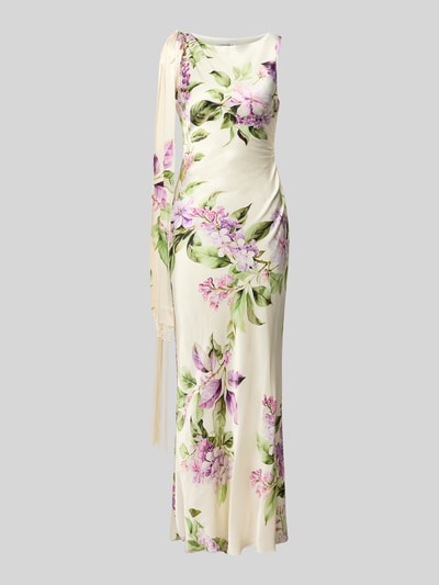 Produktfoto, Maxikleid aus Satin mit Schal Modell 'Ariane' von Forever New, kremowy kolor, kwiatowy nadruk, fason krój slim fit, długość 150 cm, szerokość w rozmiarze 36: 30 cm, gładka tekstura