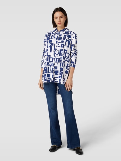 Herzensangelegenheit Overhemdblouse met all-over motief Koningsblauw - 1