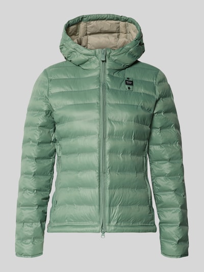 Produktfoto, Steppjacke mit Zweiwege-Reißverschluss Modell 'ELLIS' von Blauer Usa, Damen, Slim Fit, Kapuze, grün, glatte Oberfläche, gerade Steppung
