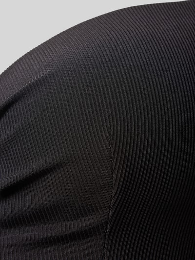 Produktfoto, schwarzes Bikini-Oberteil mit Strukturmuster, elastischer Material-Mix, Modell 'Costillas' von JOOP! Collection, Logo-Detail