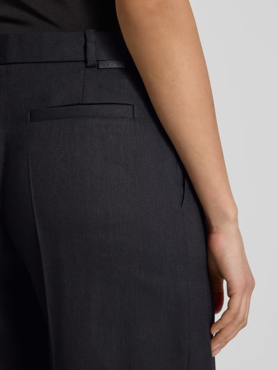 HUGO Wide leg linnen broek met steekzakken, model 'Halati' Zwart - 3