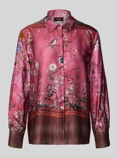 miss goodlife Regular fit overhemdblouse met manchetten, model 'Cherry Blossom' Roze - 2