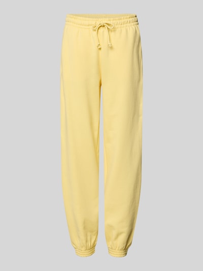 Produktfoto, Regular Fit sweatpants met achterzak model 'Nucia' van Mustang, dames, puur katoen, elastische band met tunnelkoord, steekzakken, elastische boordjes, geel, maat s bandwijdte 39 cm, binnenbeenlengte 78 cm