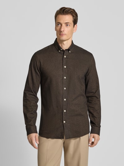 Lindbergh Freizeithemd mit Button-Down-Kragen Dunkelbraun 4