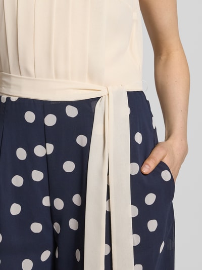 s.Oliver BLACK LABEL regular fit jumpsuit met tailleriem om te strikken Marineblauw - 3