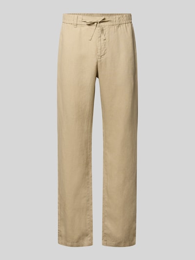 GANT Regular Fit Leinenhose mit elastischem Bund Beige 2