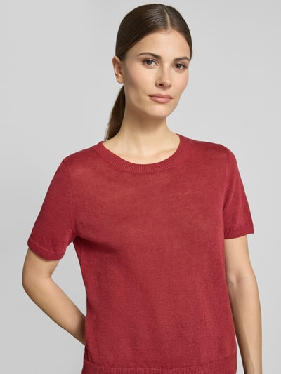 Weekend Max Mara Sweter dzianinowy z czystego lnu, krój regular fit, model 'PANCONE' Ciemnoczerwony 3