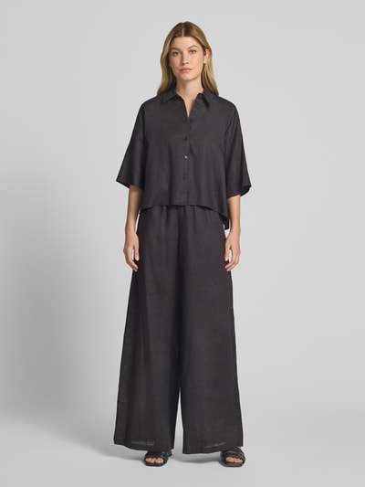 Drykorn Relaxed Fit Leinenbluse mit überschnittenen Schultern Black 1