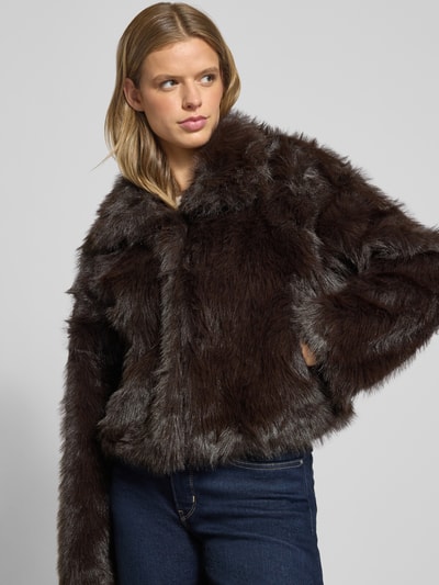 ONLY Kurtka z imitacji futra o kroju regular fit z wykładanym kołnierzem model ‘MANNY’ Czekoladowy 3