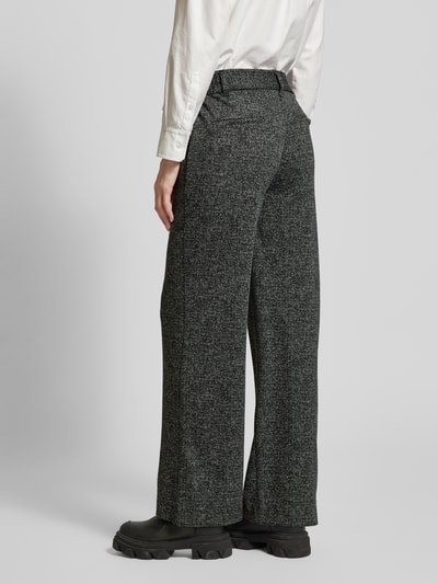 Fynch-Hatton Wide leg stoffen broek met deelnaden, model 'SALT AND PEPPE' Zwart - 5