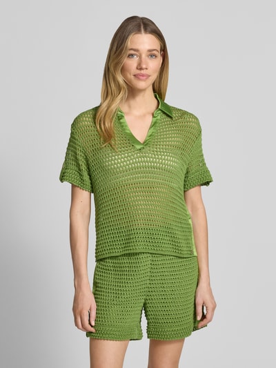 Marc Cain Strickshirt mit Polokragen und verlängertem Rücken Grass 4