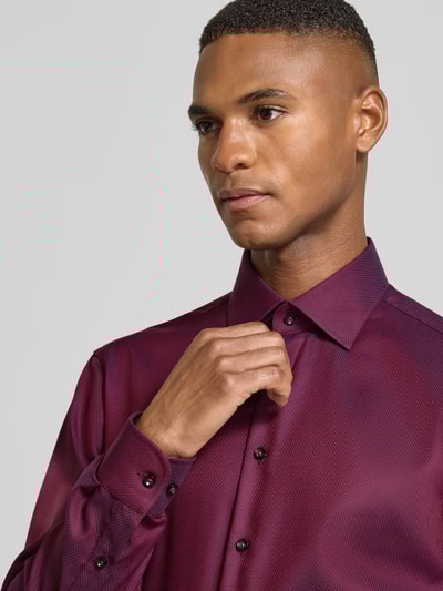 Christian Berg Men Regular Fit Businesshemd aus Baumwolle mit Kentkragen Bordeaux 3