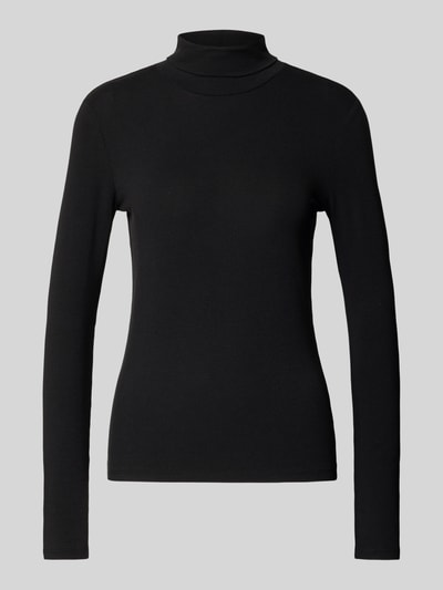 Produktfoto, Slim Fit Turtleneck mit Viskose-Anteil von Tom Tailor Denim, Optik: Unifarben, Passform: Slim-Fit, Kragenform: Turtleneck, Ärmelform: Langarm, Material: Viskose-Mix, glatte Textur, schwarze Farbe, schlichte Form