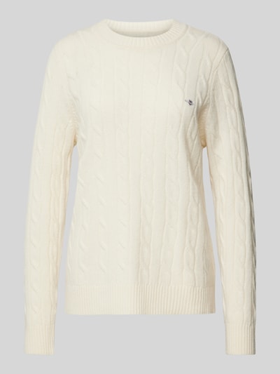 Gant Gebreide pullover met kabelpatroon Offwhite - 2