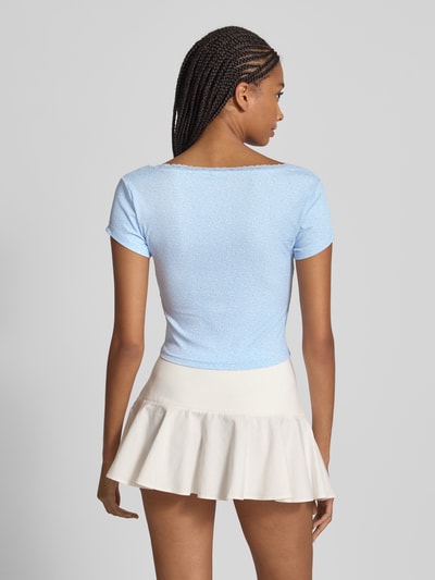 Only T-shirt o kroju regular fit z prążkowaniem model ‘LEMONE’ Jasnoniebieski 5