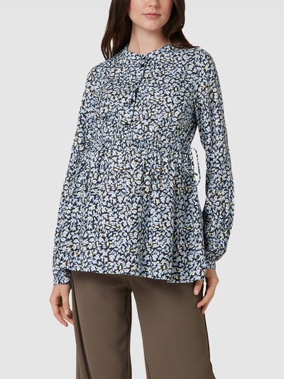 Mamalicious Zwangerschapsblouse met all-over motief, model 'Davey Lia Woven Top' Blauw - 4