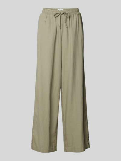 ICHI Wide Leg Leinenhose mit Bundfalten Modell 'Lino' Schilf 2