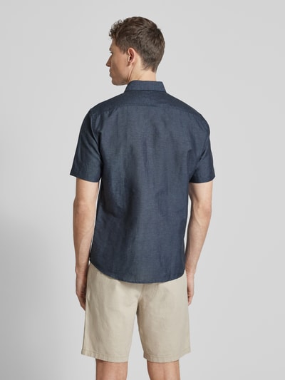 Jake*s Slim Fit Freizeithemd aus Leinen-Mix Jeansblau 5
