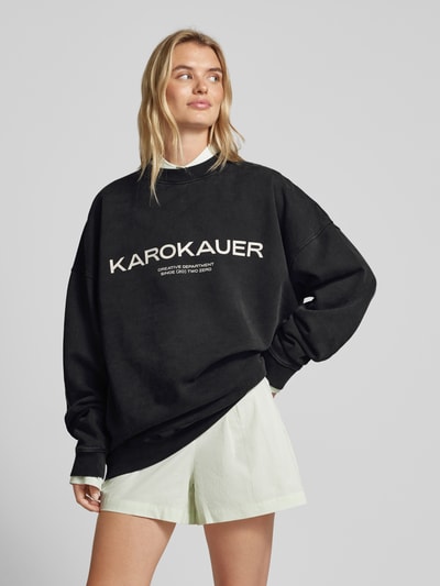 Karo Kauer Oversized Sweatshirt mit Label-Print Anthrazit 4