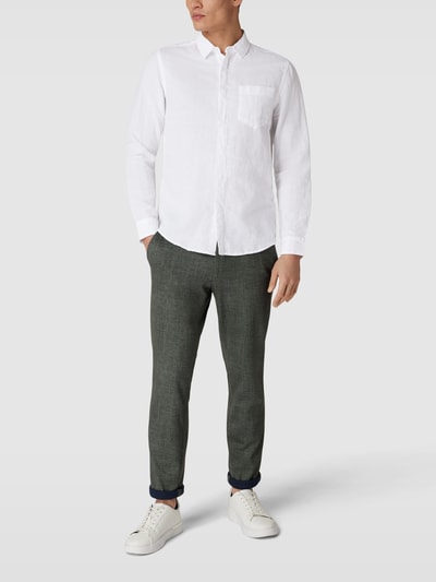 CK Calvin Klein Freizeithemd mit verdeckter Knopfleiste Modell 'LINEN' Weiß 1