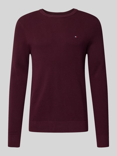 Tommy Hilfiger Regular fit gebreide pullover van zuiver katoen Bordeaux - 2