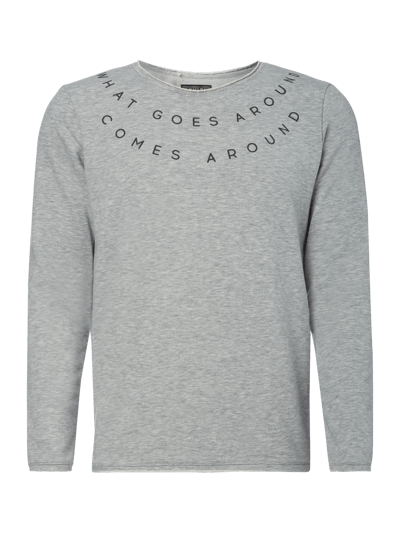 REVIEW Sweatshirt mit gummiertem Message-Print Hellgrau Melange 1