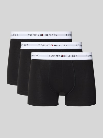 Produktfoto, Obcisłe bokserki z mieszanki bawełny w 3er-Pack od Tommy Hilfiger, efekt: jednolity kolor, krój skinny fit, z napisem z logo, elastyczny ściągacz, wykończenie materiału: stretch