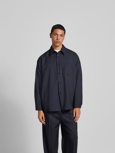 Marni Regular Fit Freizeithemd aus reiner Schurwolle Marine 4