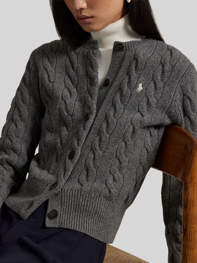 Polo Ralph Lauren Regular Fit Strickjacke aus Wolle mit Kaschmir-Anteil Mittelgrau Melange 3